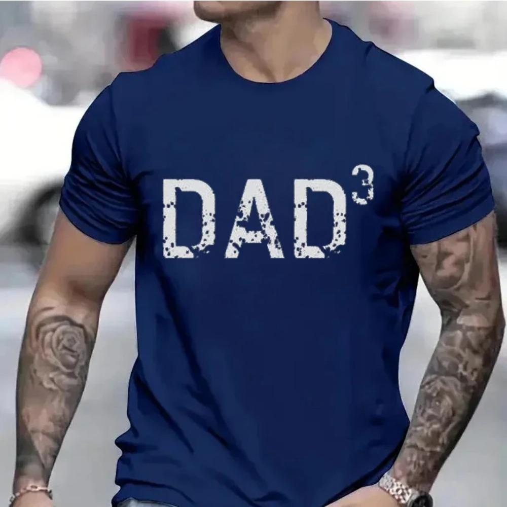 PAPPA 3 T-shirts för Män Blå Pappa T-shirts Pappa till 3 4 5 6 7 Tröjor Make Toppar Kläder Rolig Pappa T-shirt Kortärmad Klädsel