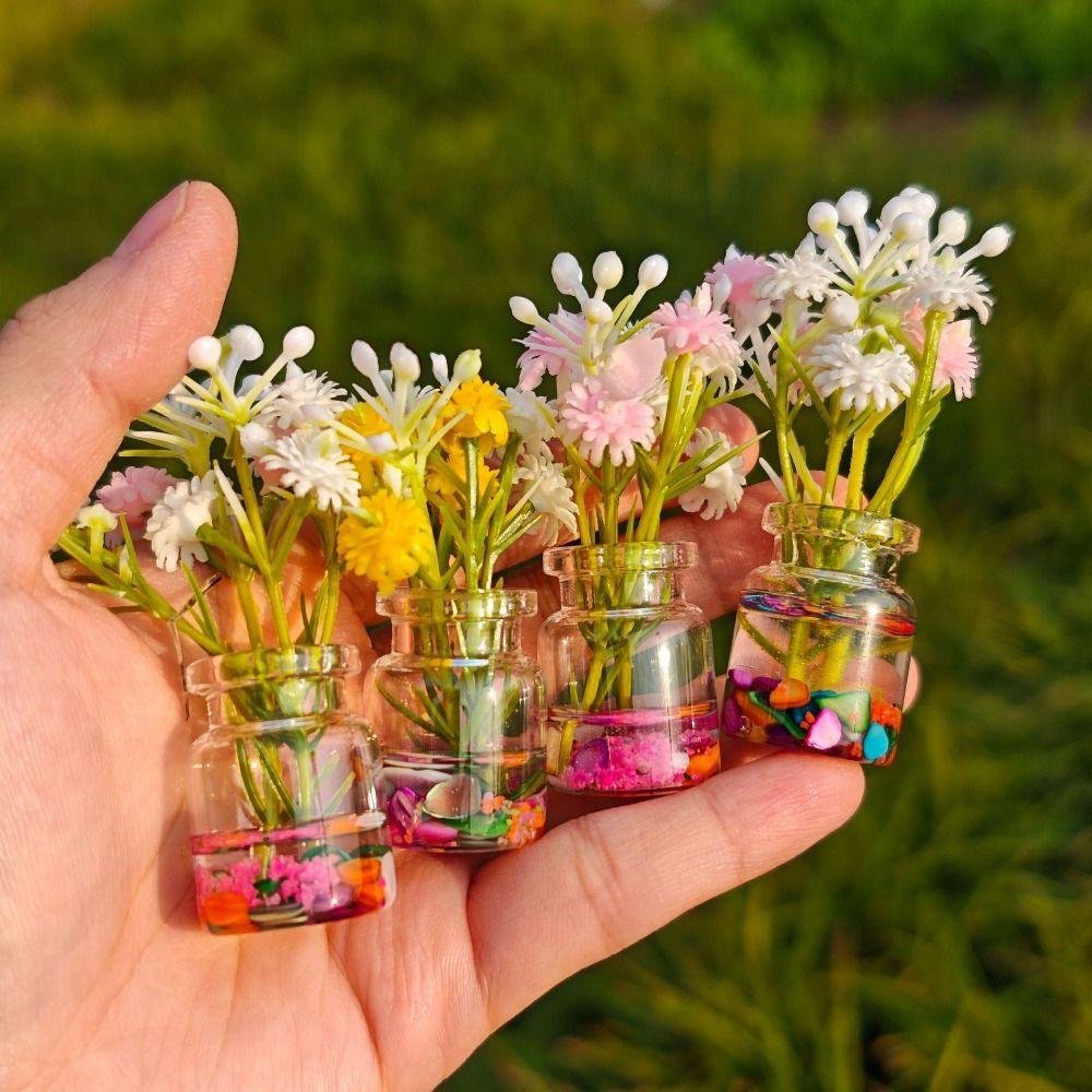10 Stück Glasmaterial Leuchtende Mini-Vase Kreative Mini-Vase Figur Schlafzimmer Dekor
