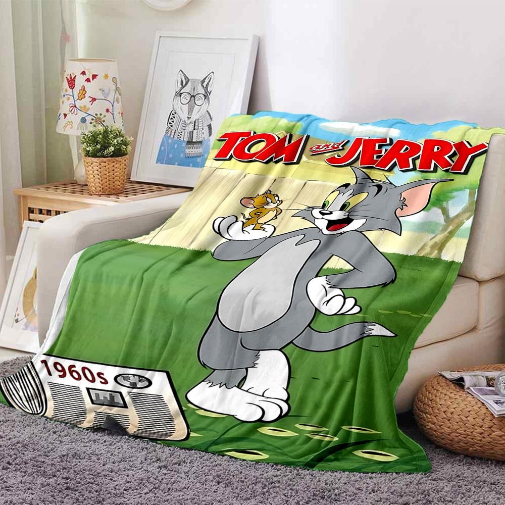 

1pc Tom and Jerry Flannel Blanket Soft Warm Throw for Home, Office, Travel, All-Season Cozy Bedding Gift L1438 80cmx120cm(31inx47in)