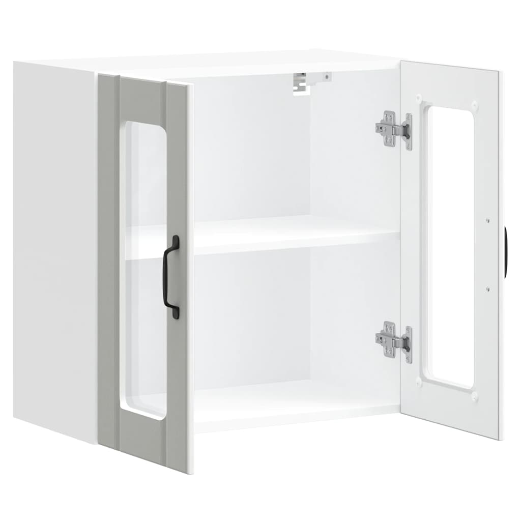 Kitchen Wall Cabinet with Glass Doors, Lucca, White