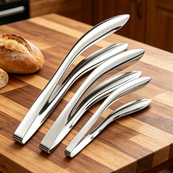 Stainless Steel Serving Tongs Multi-functional Kitchen Food Clamp for Cooking Toast Bread Salad Barbecue Grilling Baking Frying
