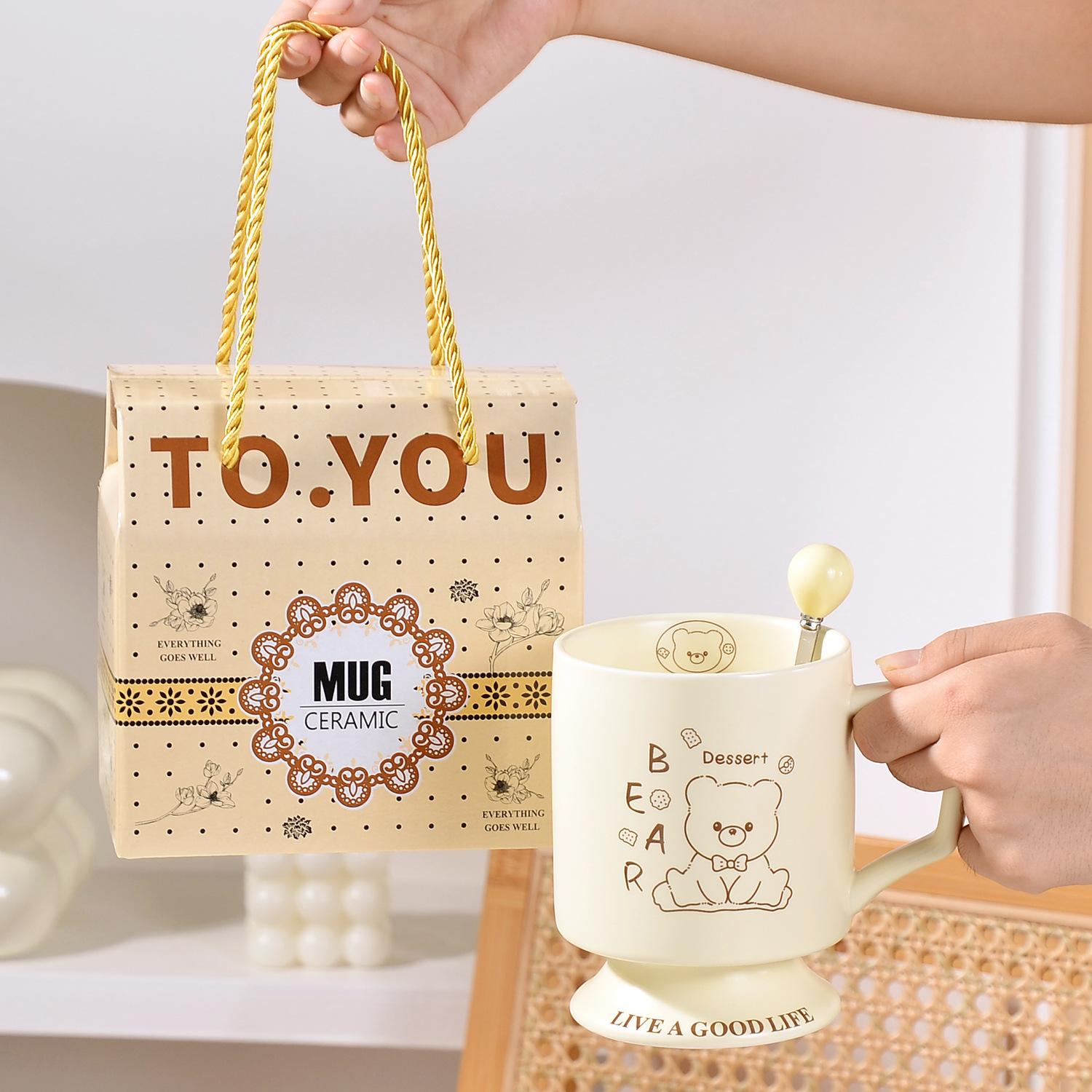 Керамическая кружка для дома и офиса, чашка для воды, чашка для крема и кофе, кружка для пива на высокой ножке, кружка в подарок, мультяшная 480ML