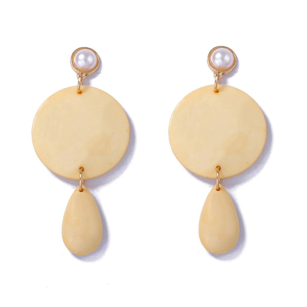Exaggerated Imitation Pearl Geometric Round Splicing Earrings for Women Lady Temperament Personality Drop Earrings Jewrely Gift