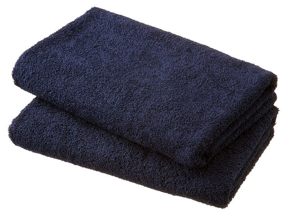 

Set of 2 Large Bath Towels for Hotels, Made in Japan, Senshu Towels (Approx. 70 x 140 cm), Navy