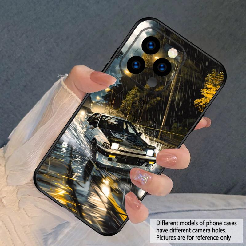 A car in the rain For iPhone 16 E 15 P ro 14 13 Plus 12 mini 11 Pro Max XR Xs M ax X 7 8 6 6S 2022 16E silicone soft phone case