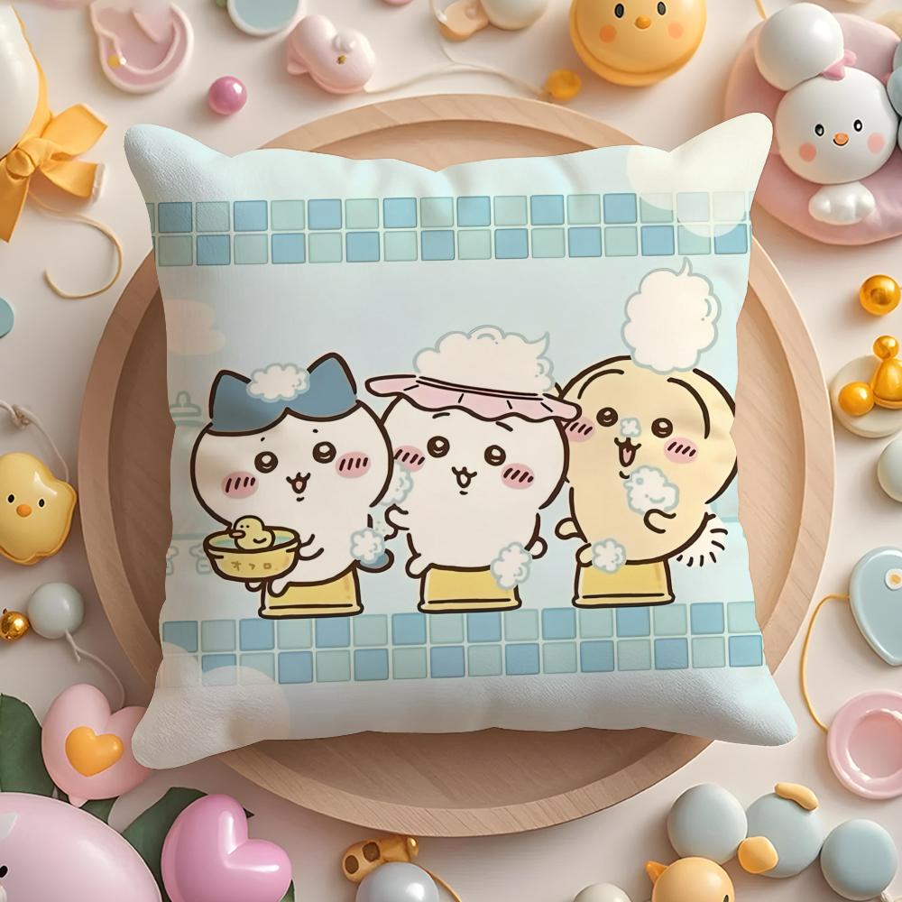 Cute Chiikawa Pillow Case Short Plush Double-Sided Printing Home Machine Washable In Warm Winter Cushion Cover