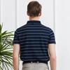 YOUNG RIVER Men's Striped Business Casual Polo Shirt