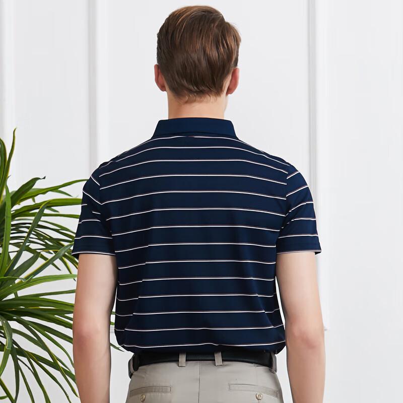YOUNG RIVER Men's Striped Business Casual Polo Shirt