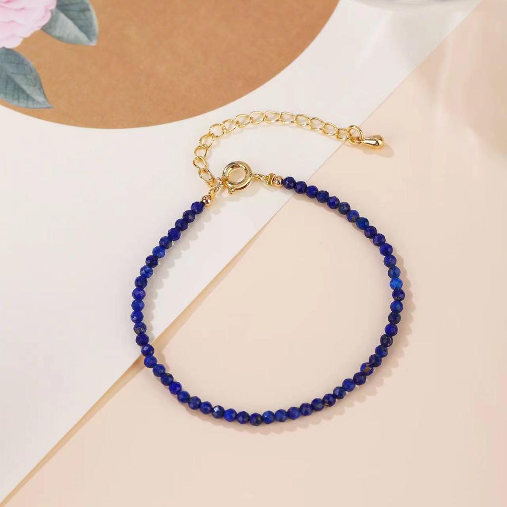 Imperial Blue Lapis Lazuli 3mm Crystal Bracelet - Elegant & Refined Design
