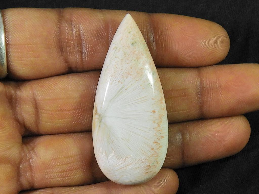 59Cts. Pink Scolocite Pear Healing Crystal Cabochon Loose Gemstone 21X46X9MM SK-2468