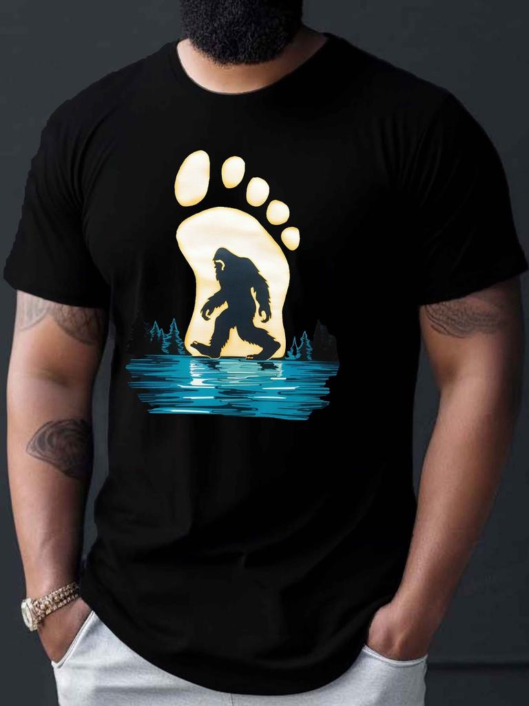 2026 Chinese New Year Bigfoot Wild Man Pattern Casual Short Sleeved Breathable Pure Cotton Machine Washable