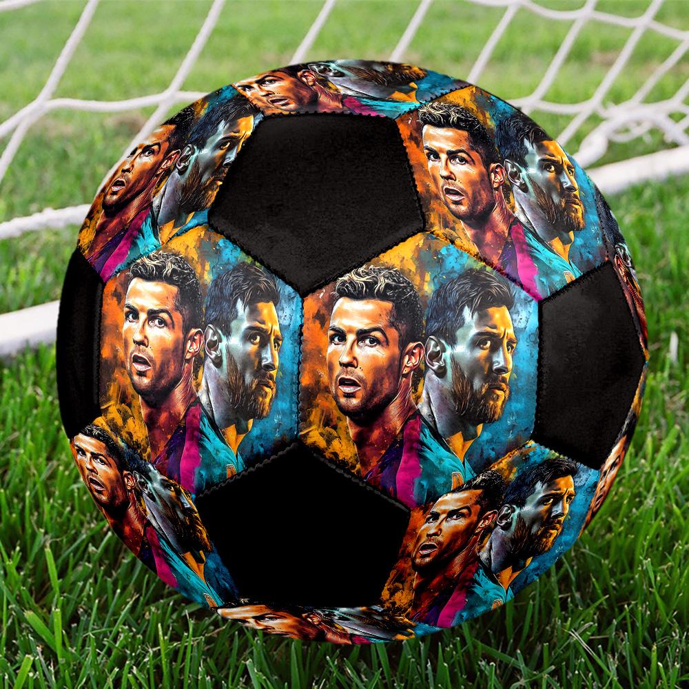 Pallone Calcio a 5 CR7 Colorato Per Tutte le Età Misura 5 Cucito a Macchina PVC Pronto per la Competizione Resistente Alta Rimbalzabilità