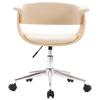 Swivel Office Chair Cream Bentwood and Faux Leather