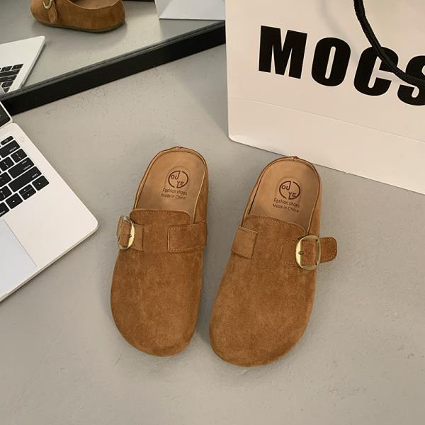Fashion Shoes Woman 2025 House Slippers Platform Cover Toe Loafers Pantofle New Spring Retro Slides Shoes Woman 2025 Loafers Cover Toe F
