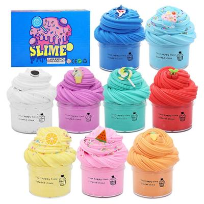 Kit Slime Soffice da 9 Pezzi Super Morbido Zucchero Filato Fango Nuvola Putty Giocattolo Sensoriale per Alleviare lo Stress per Gioco Fai da Te con Texture Argilla & Squishy