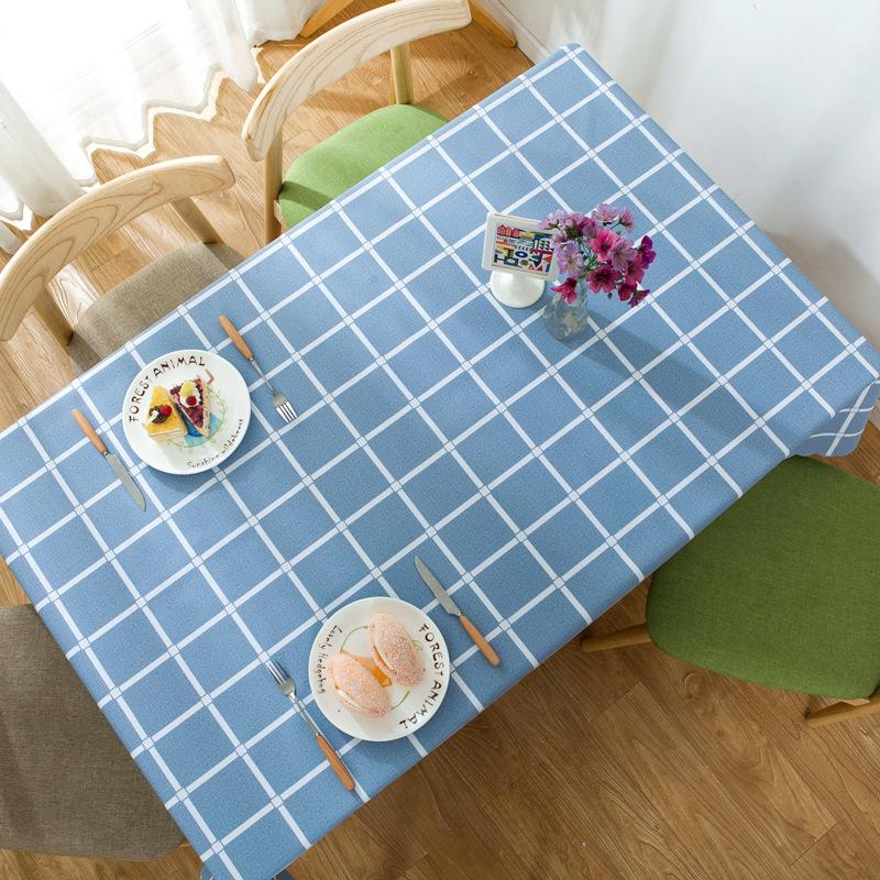 New Waterproof And Oil-Proof Leave-In Tablecloth Anti-Scalding Tablecloth Plaid Pvc Household Dining Table Coffee Table Mat Plastic Round Tablecloth