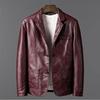 Herren Slim Fit Motorrad PU Lederjacke Einreihiger Businessmantel Modische Streetwear