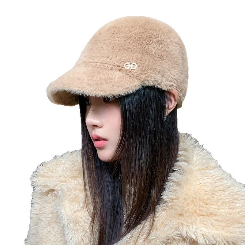 Plüsch-Baseballkappe im koreanischen Stil: Dick, Warm, Winddicht, für Großen Kopfumfang, Perfekt für Herbst- und Winter-Outdoor-Reisen.