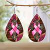 Pink Bow Flower Pattern Print PU Leather Earrings, Leopard Cross Bow Pattern Tears Earrings, Holiday Earrings & Gifts
