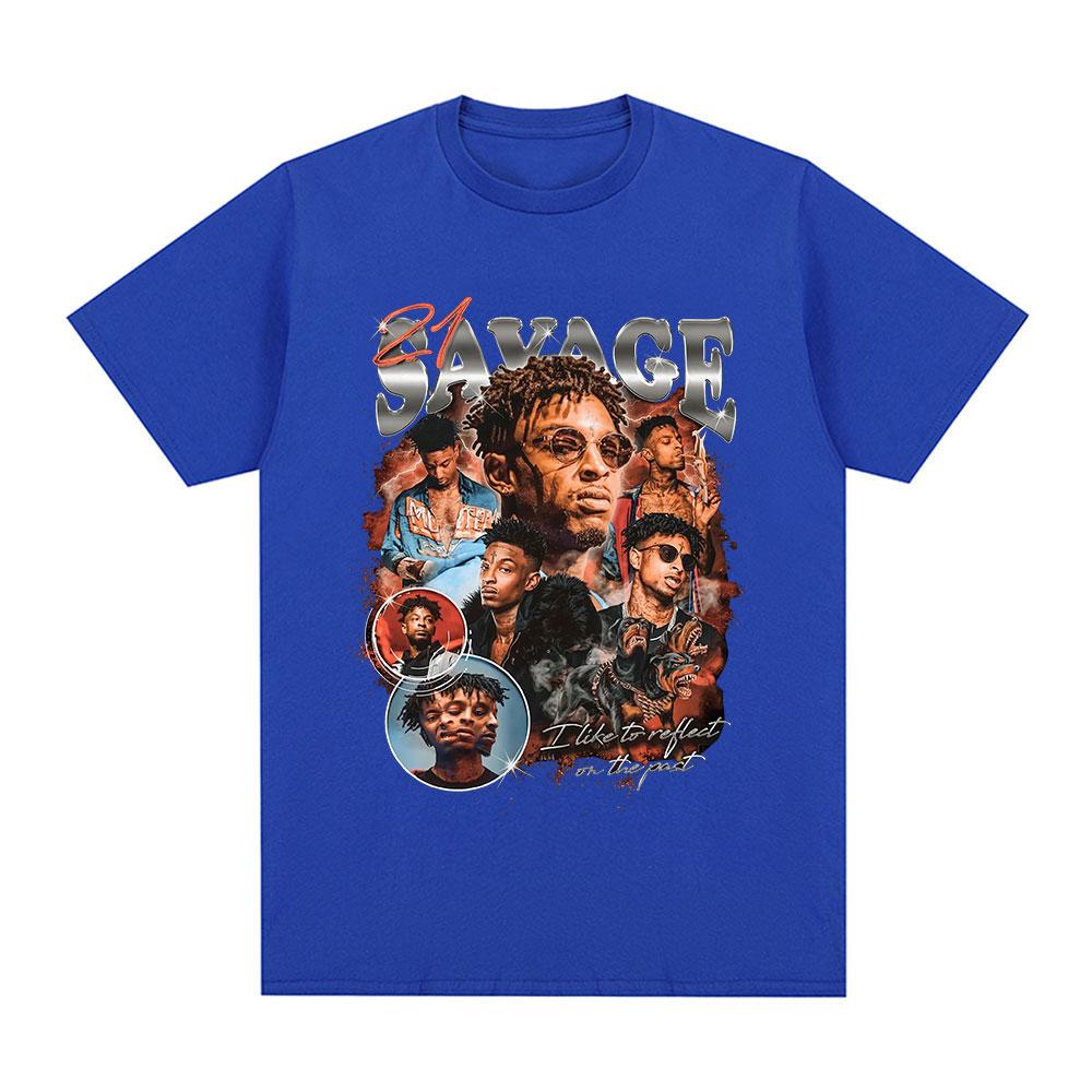 Rapper 21 Savage Grafik T-Shirt Unisex Damen Vintage Hip Hop T-Shirt Baumwolle Lässig Locker Übergröße Kurzarm T-Shirts Geschenk für Fans