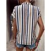 Sommer Damen Übergröße T-Shirt Gestreift Bedruckt V-Ausschnitt Fledermausärmel Kurzarm Shirt T-Shirt