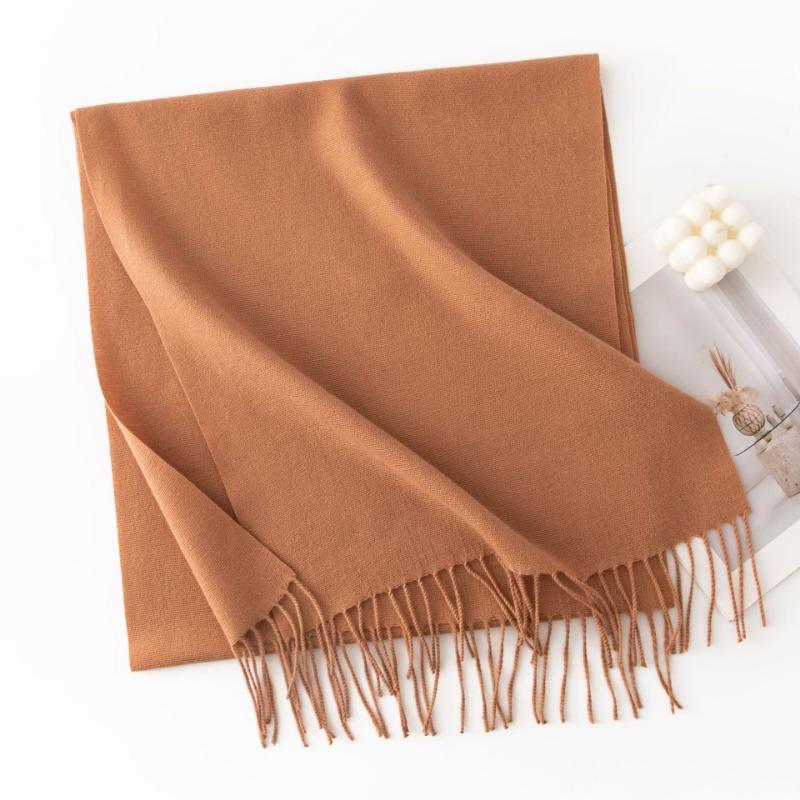 Women S Solid Color Faux Cashmere Scarf Warm Winter Neckwear For Daily Use