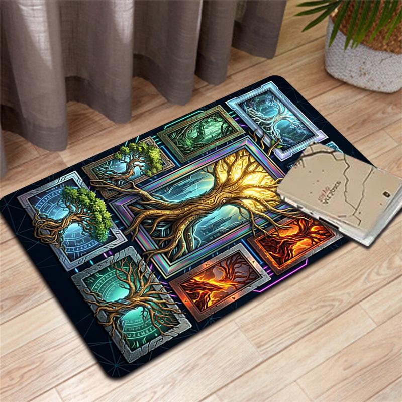 Tree Elements Pattern Rug Floor Mat for Living Room or Bedroom Soft and Comfortable Carpet a Gift for Birthday and Holiday.