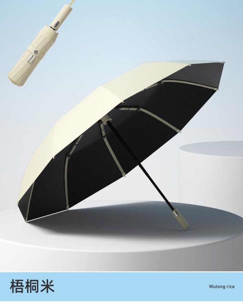 Blue Star Map Equivalent 480 Bone Fully Automatic Triple Fold Black Glue Sunscreen and Anti UV Business Umbrella