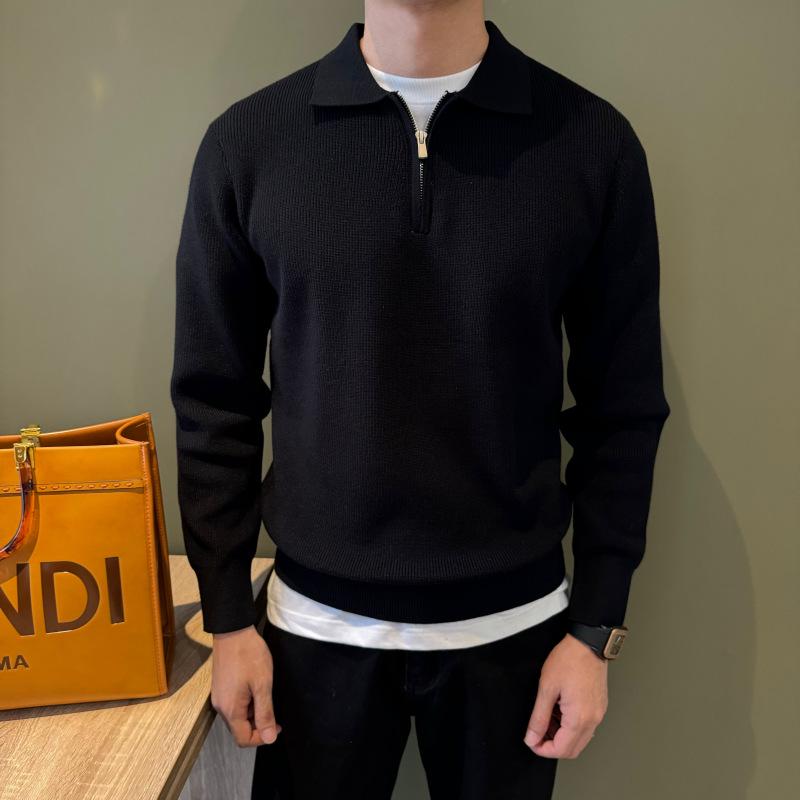 Men s Textured Half-Zip Long-Sleeve Polo Sweater XL