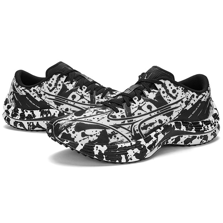Mizuno Wave Rebellion Flash White Black Splatter Unisex Sneakers J1GC233604