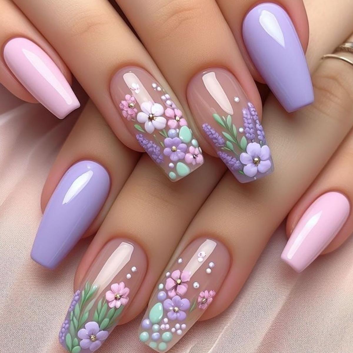 

Ballet-Style Tulip Flower Solid Color Press-On Nails