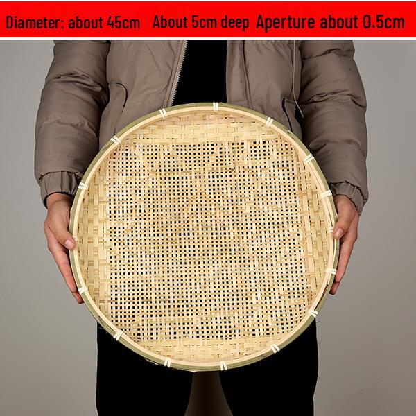 Bamboo Woven Round Winnowing Basket: Household Basket for Storage, Decoration, and Drying Tea or Goods