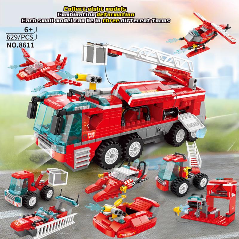 TOYLINX Bausteine Modelle Stadt Serie Feuerwehrwache LKW Feuerwehrmann Stadt Pädagogisch DIY Modell Spielzeug für Kinder Kinder Geschenke