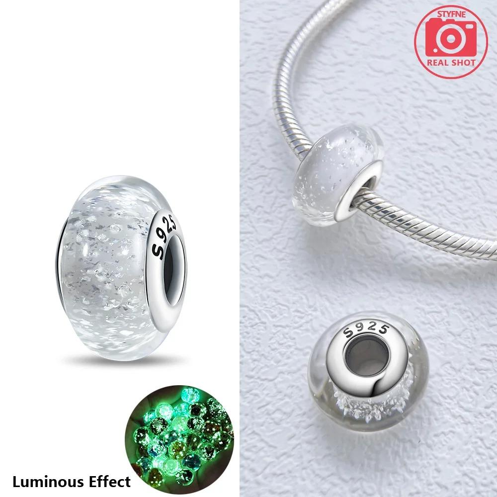 Original Rosa Glasperlen Blaue Romantische Perlen 925 Silber Charms für Frauen DIY Schmuckherstellung Armband Passend