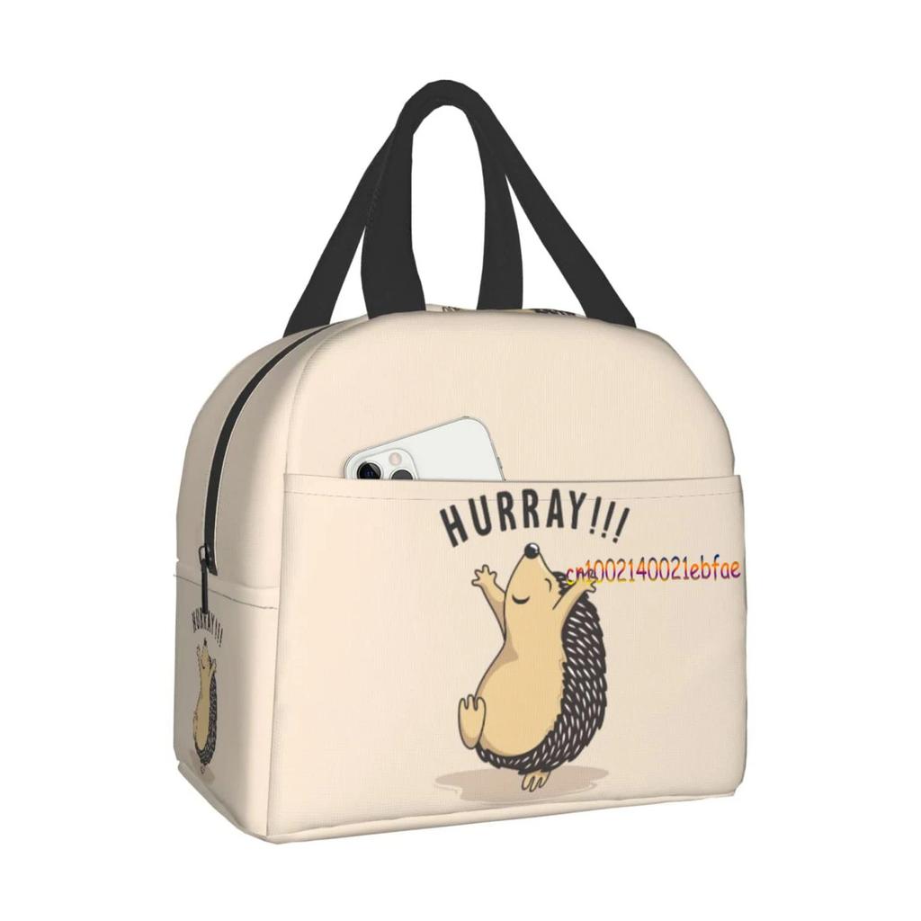 Urocze Jeże Kwiaty Niebieska Torba Lunchowa Pudełko Podróżne Praca Bento Chłodnica Torba Wielokrotnego Użytku Torba Piknikowa Pudełka Pojemnik Izolowany Torby na Zakupy