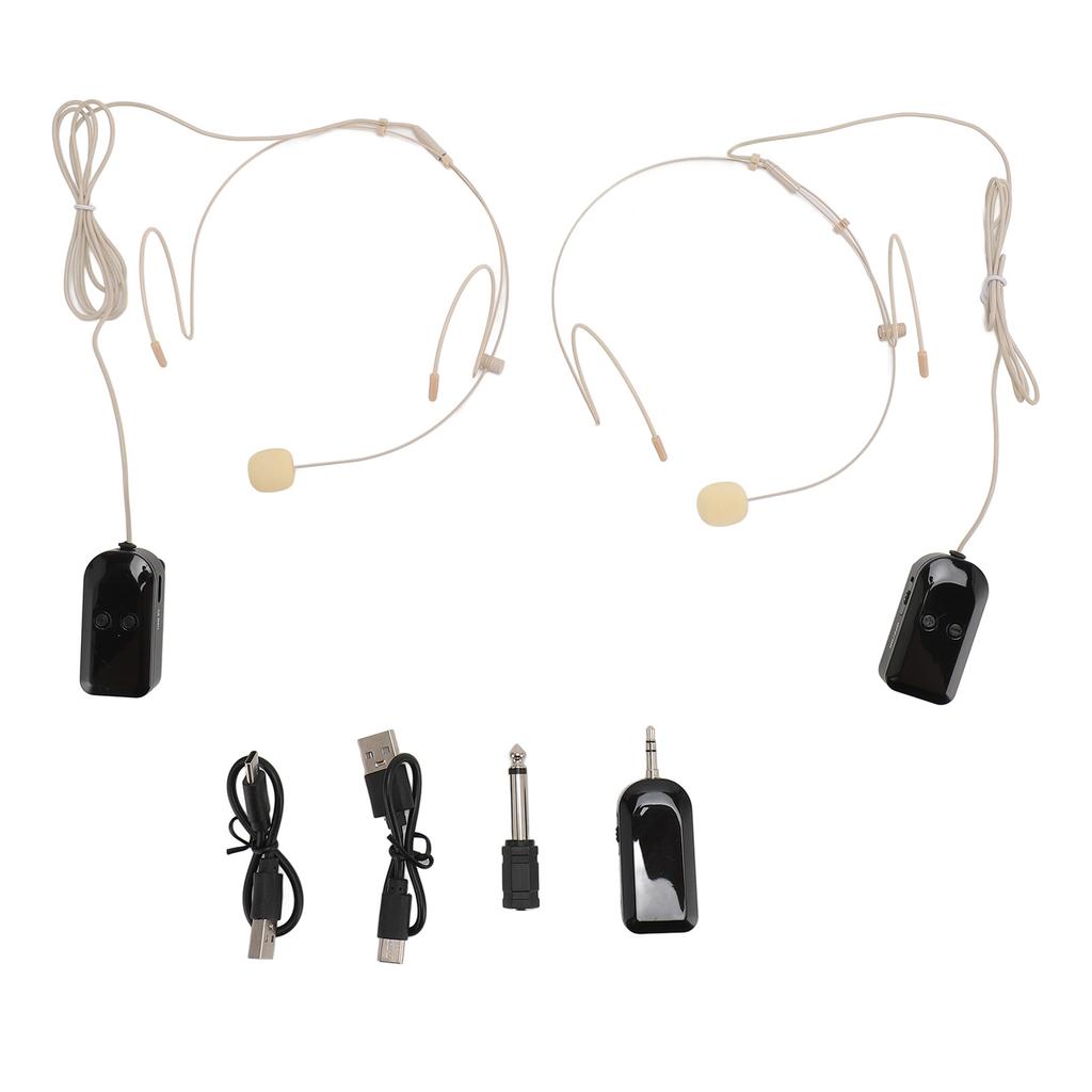 Head Mounted Wireless Microphone 2.4G Wireless 2 Transmitter and 1 Receiver Headset Mic