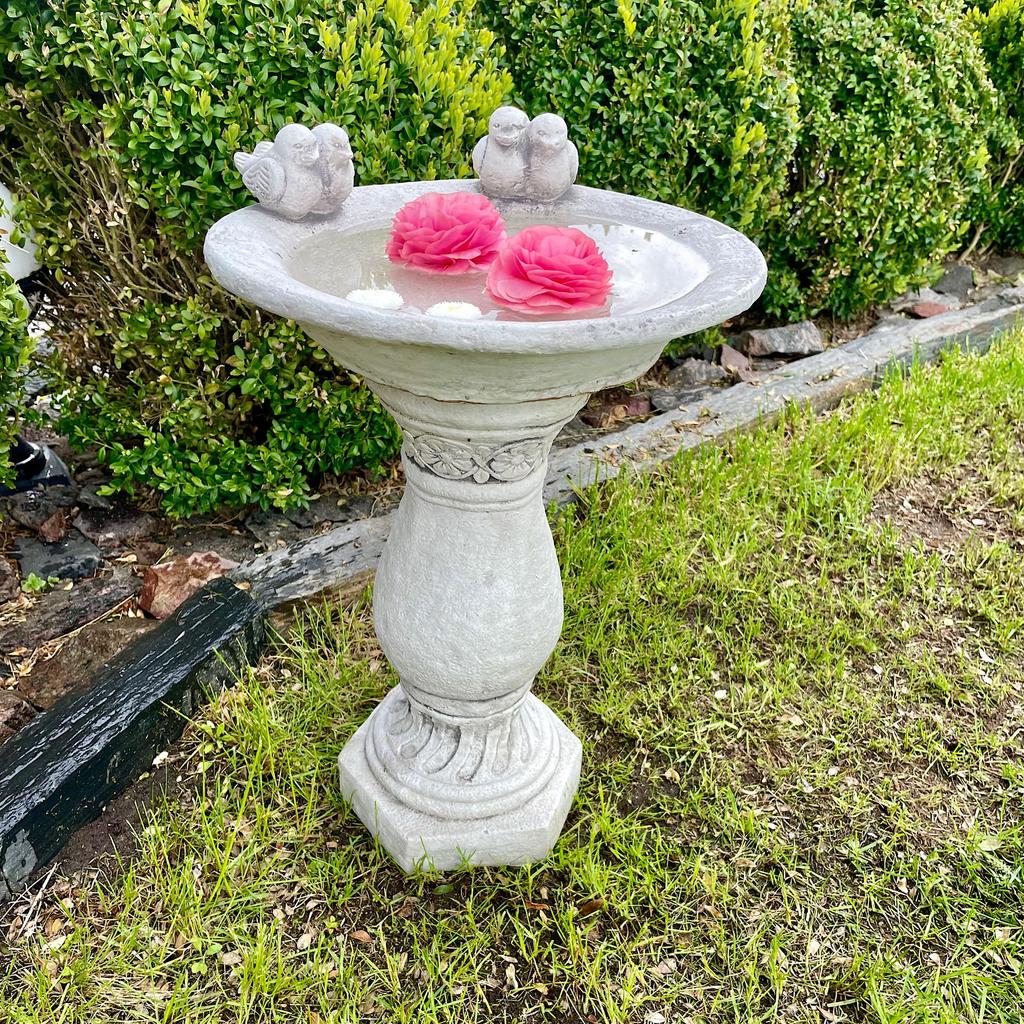 Concrete Bird Waterer On a Column for the Garden
