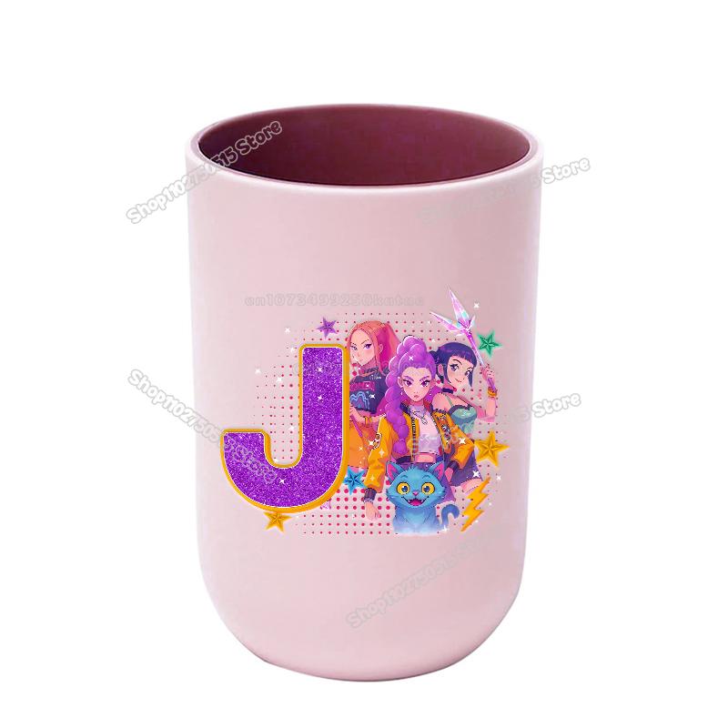 KPop Dämonenjäger Buchstabe A-Z Kinder Zahnbürstenbecher Rumi Mira Zoey Mädchen Mundspülbecher Trinkbecher Badezimmer Zahnbürstenhalter