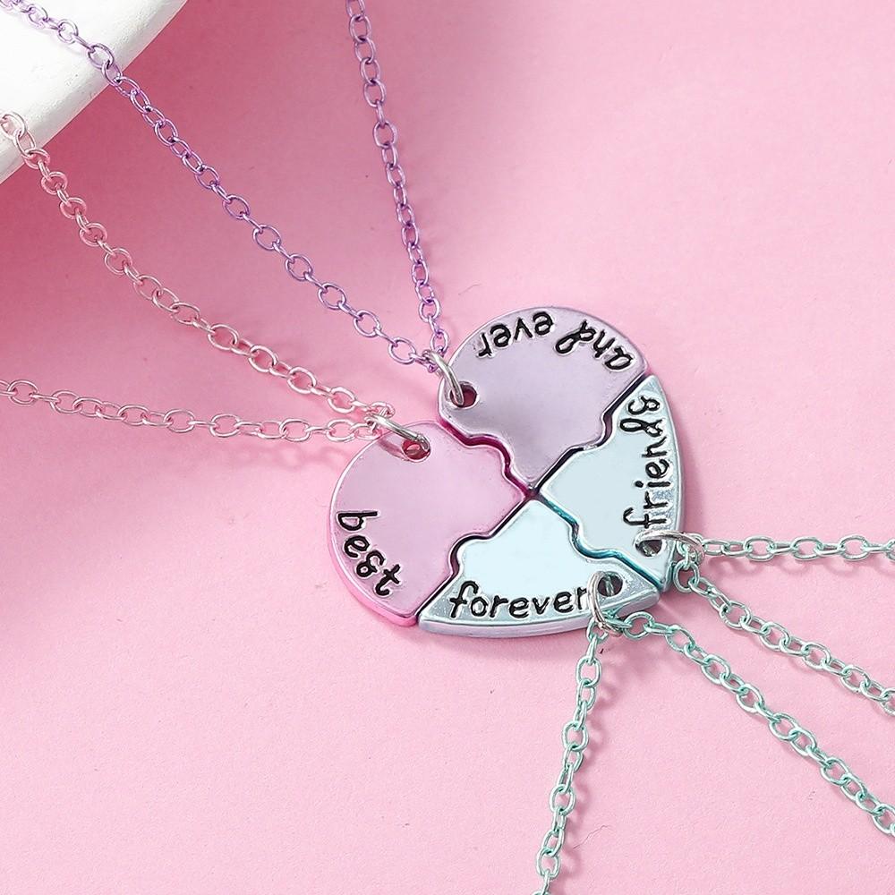 Collar Portátil de Rompecabezas de Corazón 3/4 Tonos Colgante de Rompecabezas Collar para Amigos Joyería para Niños