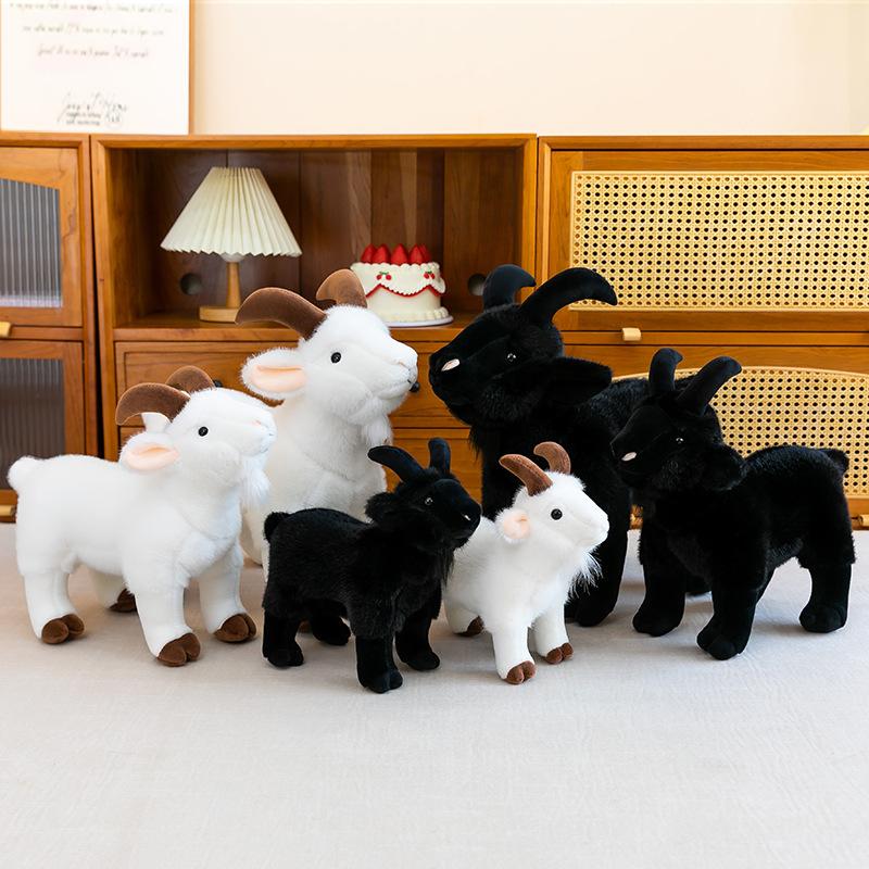 1Pcs Realistic Goat Plush Stuffed Toy With Soft Fluffy Material And Lifelike Design For Home Decor Kids Birthday Holiday Gifts