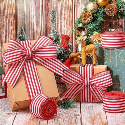 Christmas Red And Plaid Ribbon, Christmas Wrapping Decoration, Suitable For Family Party DIY Craft Bow, 2.5 Inch
