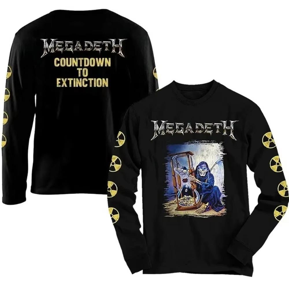3D Printed Unisex Long Sleeved T-shirt Megadeth Punk Metal  Rock Band Shirt Autumn Fashion American Streetwear Retro Leisure Top