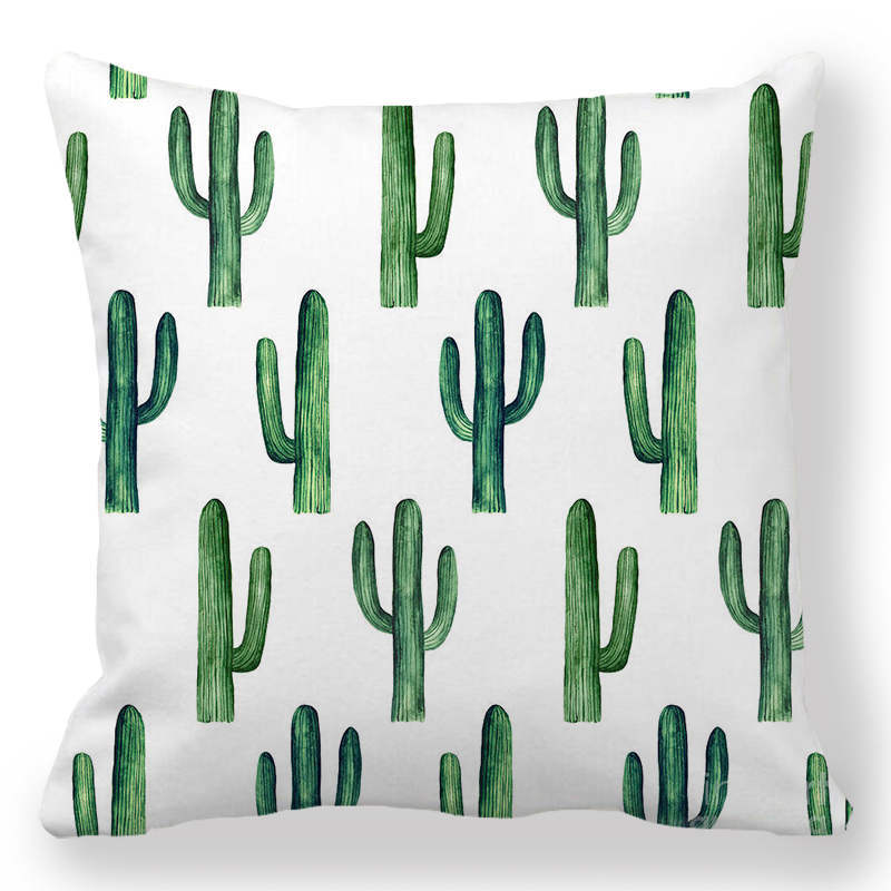 Indoor Home Bedroom Sofa Bed Chair Pillow Suite Room Aesthetic Art Cactus Succulent Plant Pillowcase