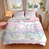 3pcs Unicorn and Cinnamoroll Printed Quilt Set - Soft and Comfortable Quilt Cover for Bedroom, Guest Room Decorative Bedding Set W113
