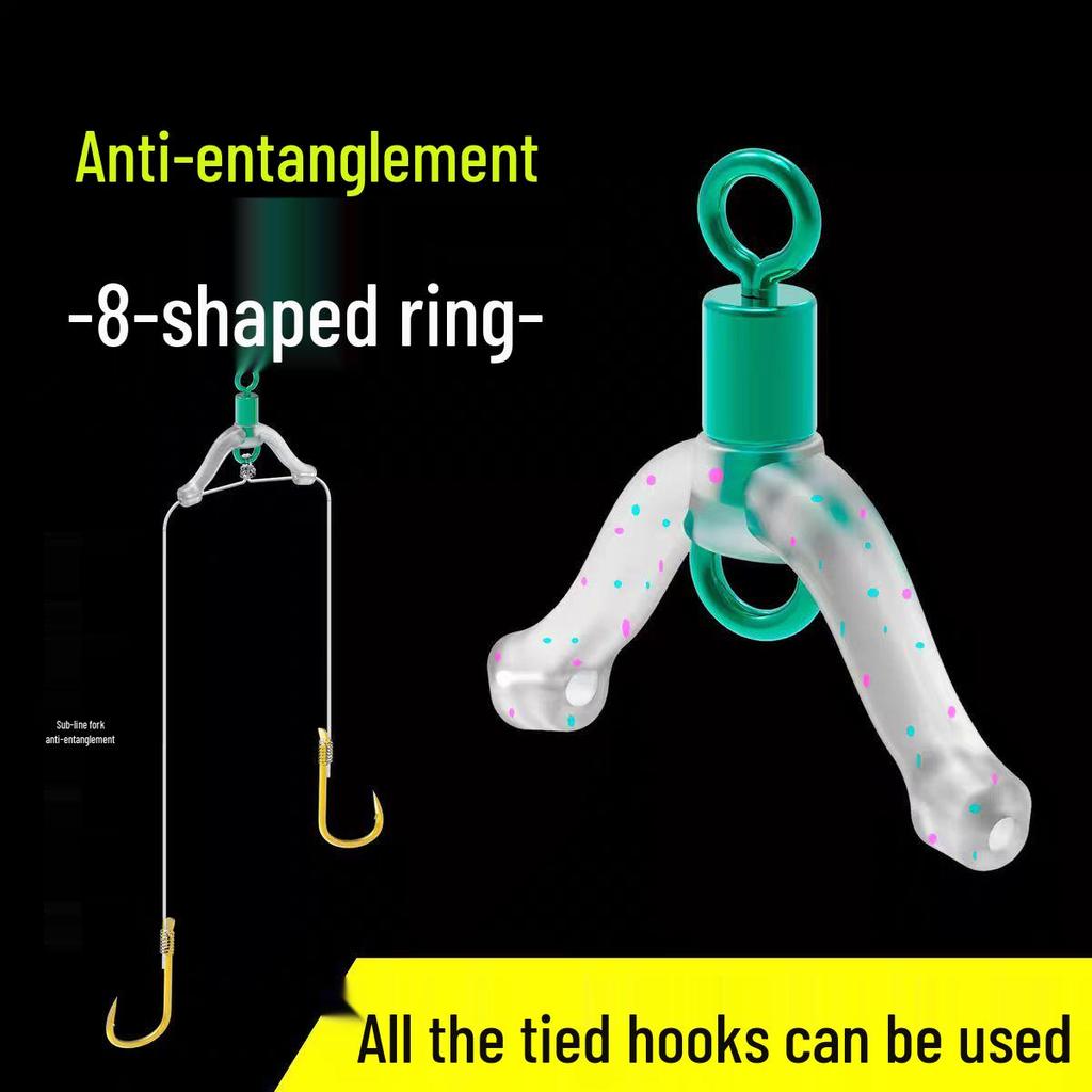 New Anti-Tangle Quick Clip Leader with Diverter, Figure-Eight Ring, Spring Swivel, Silicone Bean, and Split Design