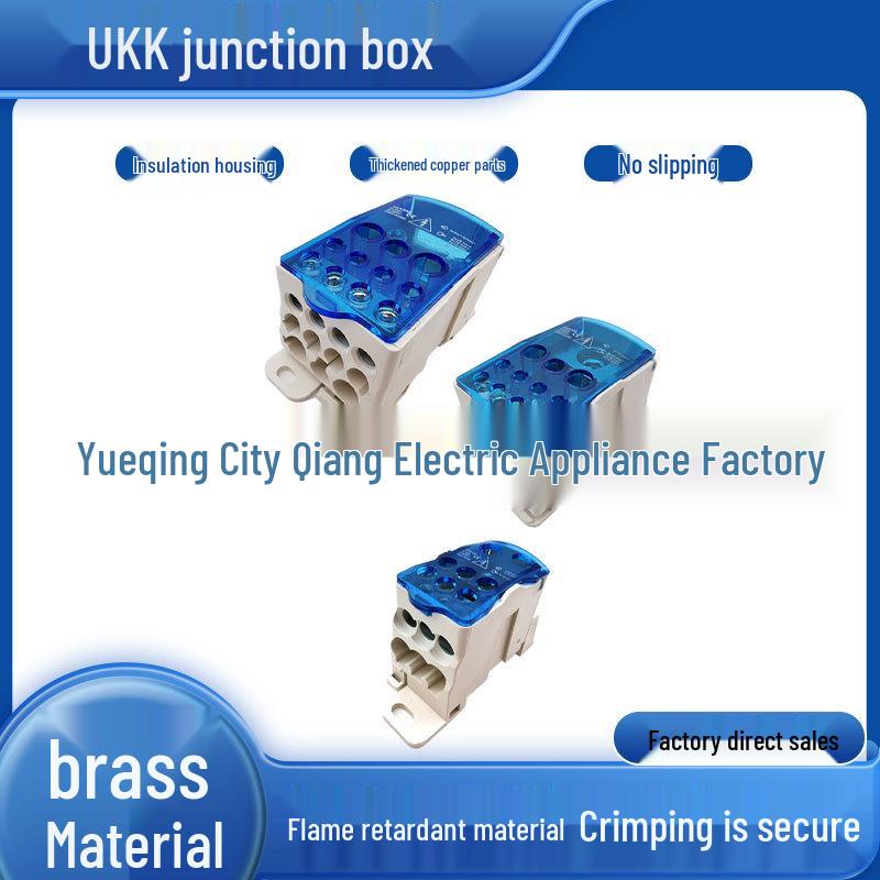 UKK250A Blue Rail-Mounted Single-Pole Distribution Box: High Current, Multiple Outputs