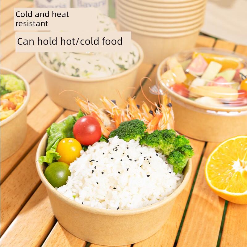 Disposable Kraft Paper Lunch Bowls with Lids