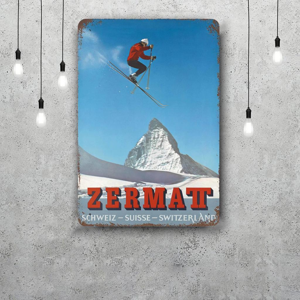 ski Classic Poster Rusty Metal Plaque Retro Decorative Plate Bar Man Cave Garage Club Metal Sign Wall Decoration