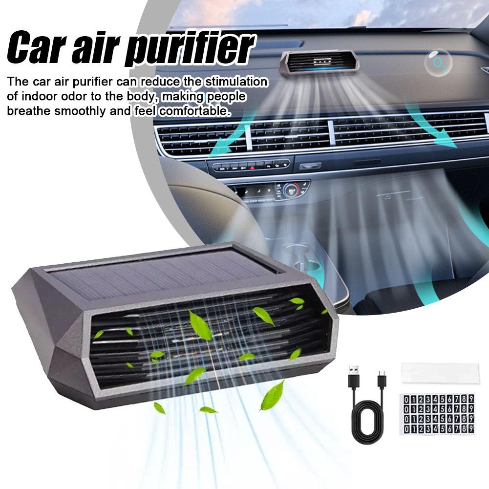 Solar Powered Car Air Purifier With Deodorizing Sterilizing Light Intelligent Function Indicator Color Saving Changing Ener S1K2