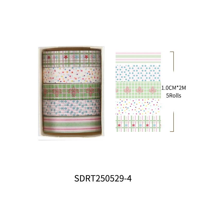 Qianmo Washi Tape Pack 5 Rolls Aesthetic Decorative Adhesive Tape for Journal Stickers DIY Supplies Bulk